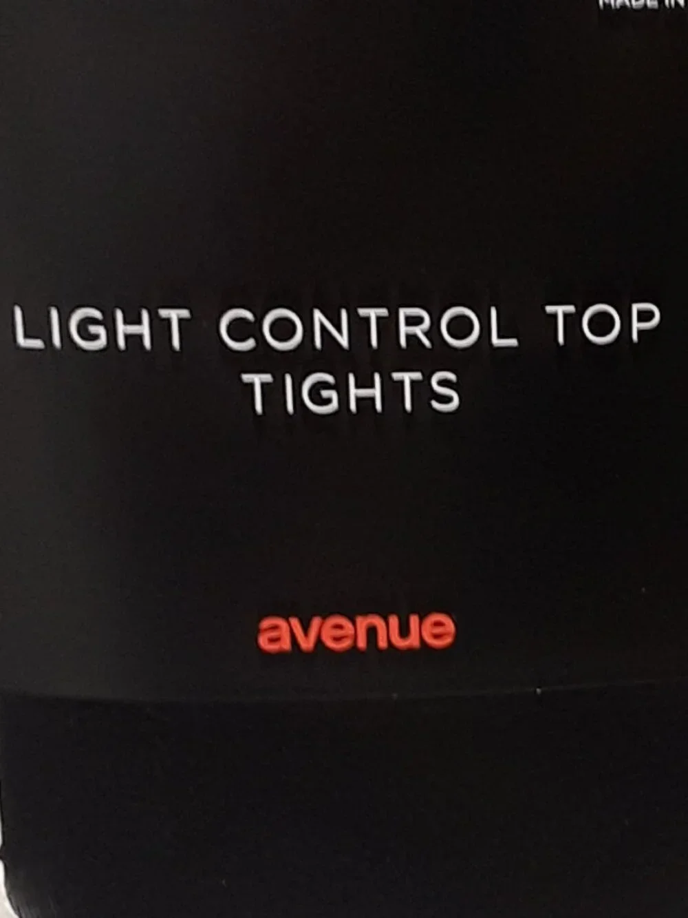 Lot of 2: Black Tights Light Control Top, Avenue, Size EE, New, Nylon/Spandex